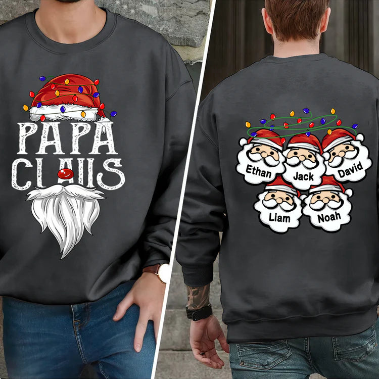 Custom Papa Claus Christmas Sweatshirt, Santa's Favorite Papa Christmas Sweatshirt