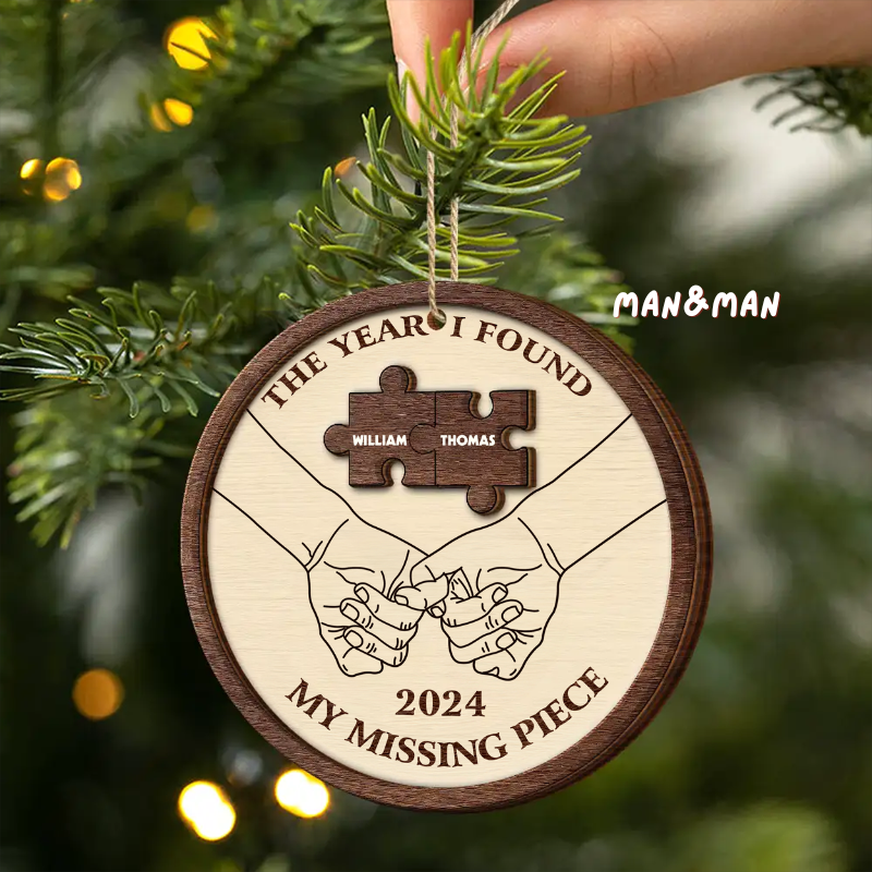 Custom My Missing Piece Ornament, Missing Puzzle Piece - Personalized Couples Ornament