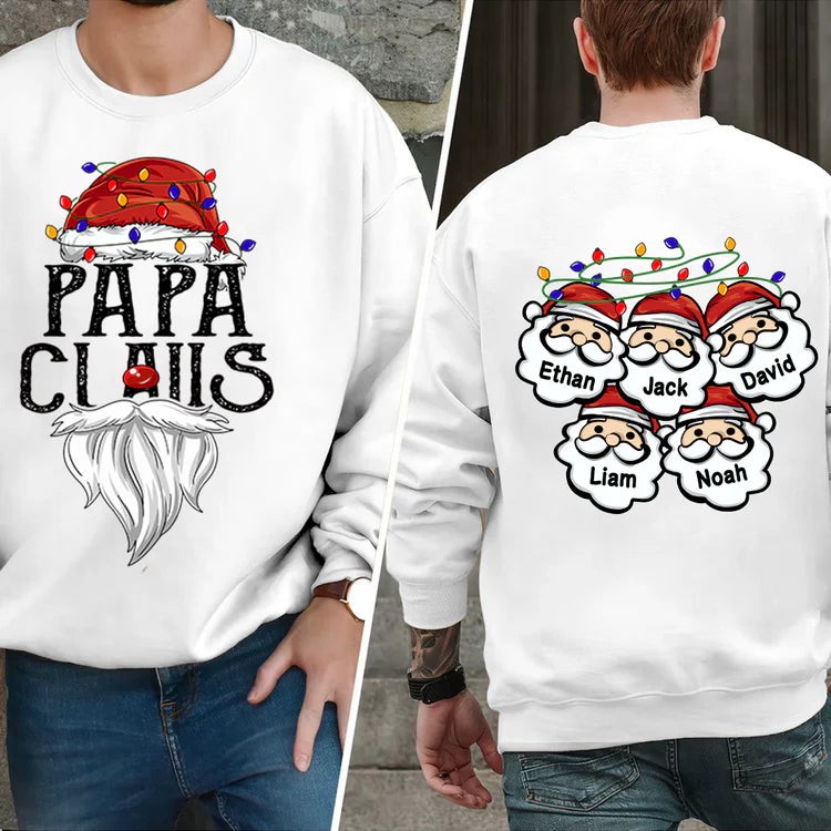 Custom Papa Claus Christmas Sweatshirt, Santa's Favorite Papa Christmas Sweatshirt