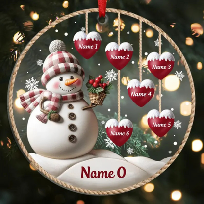 Personalized 1-8 Family Names Christmas Ornament, Acrylic Snowman Grandkid Ornament, Christmas Holiday Gift for Grandma/Mom