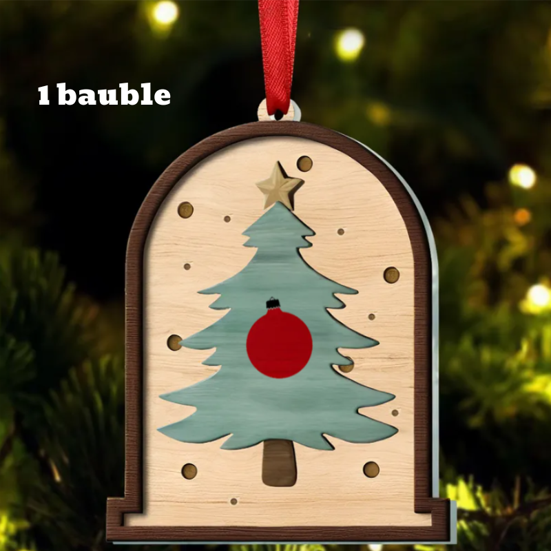 Personalized Family Christmas Tree, Family Tree Wooden Ornament