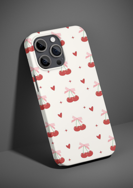 Coquette Aesthetic Dual Layer Phone Case, Double Cherry Coquette Aesthetic Phone Case