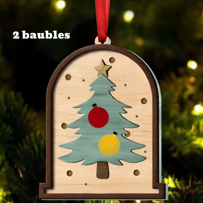 Personalized Family Christmas Tree, Family Tree Wooden Ornament