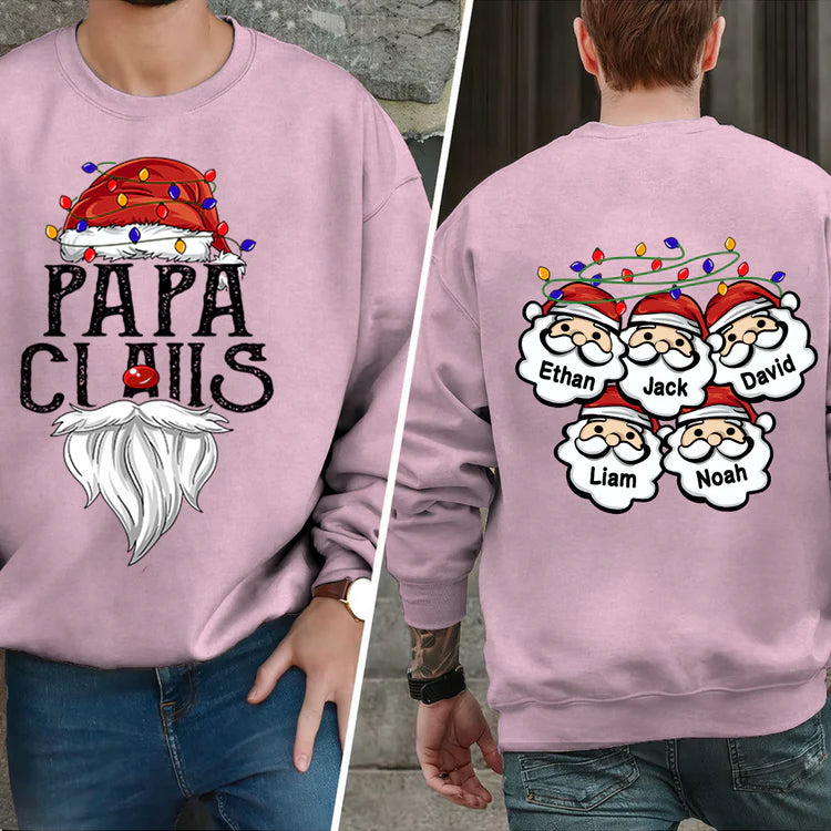 Custom Papa Claus Christmas Sweatshirt, Santa's Favorite Papa Christmas Sweatshirt