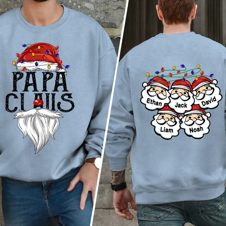 Custom Papa Claus Christmas Sweatshirt, Santa's Favorite Papa Christmas Sweatshirt