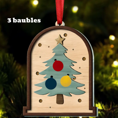 Personalized Family Christmas Tree, Family Tree Wooden Ornament