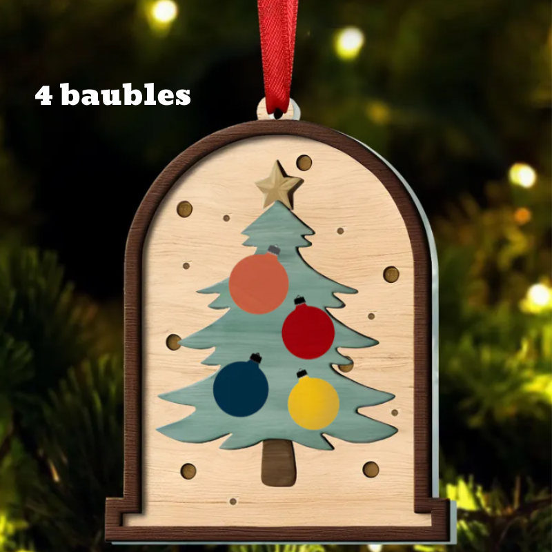 Personalized Family Christmas Tree, Family Tree Wooden Ornament