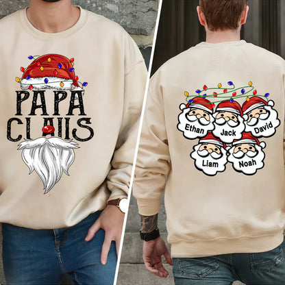 Custom Papa Claus Christmas Sweatshirt, Santa's Favorite Papa Christmas Sweatshirt