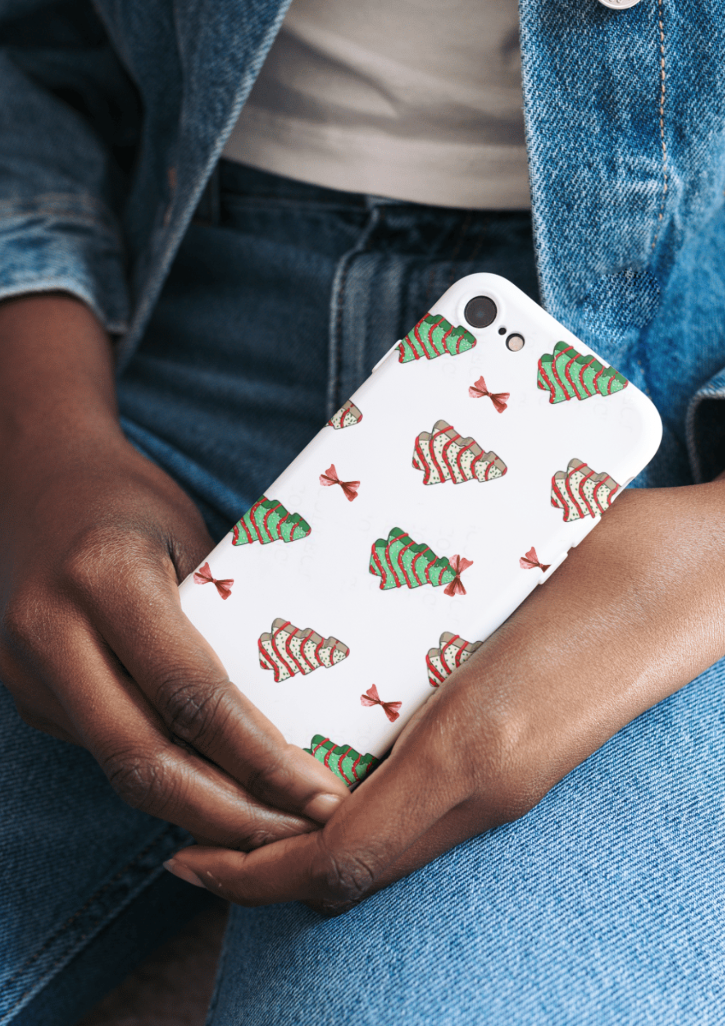 Green and Red Christmas Tree Phone Case, Red and Green Holiday Tree Phone Case