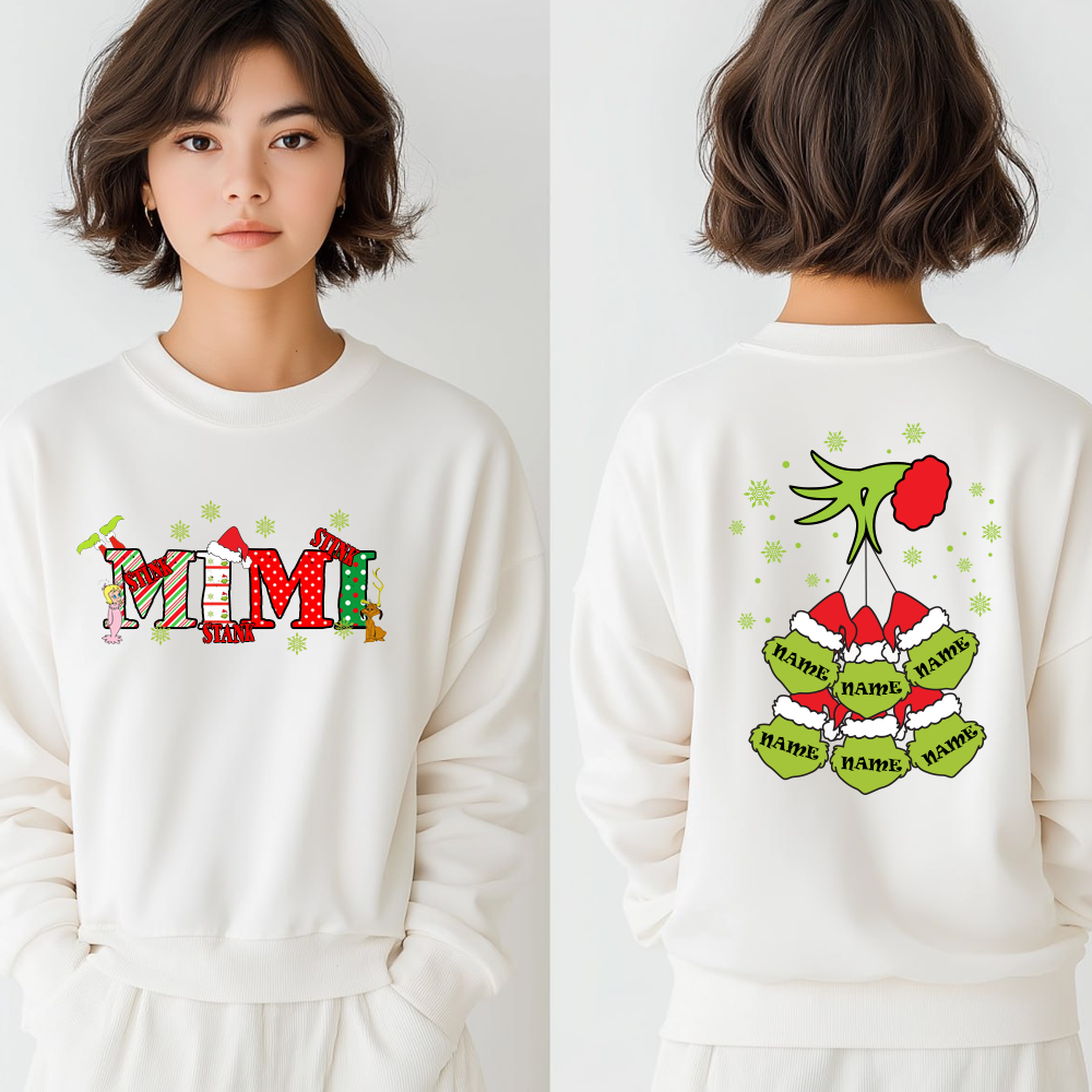 Personalized Family Christmas Sweatshirt, Customized Family Name Christmas Sweatshirt, Personalized Gift for Mom & Grandma