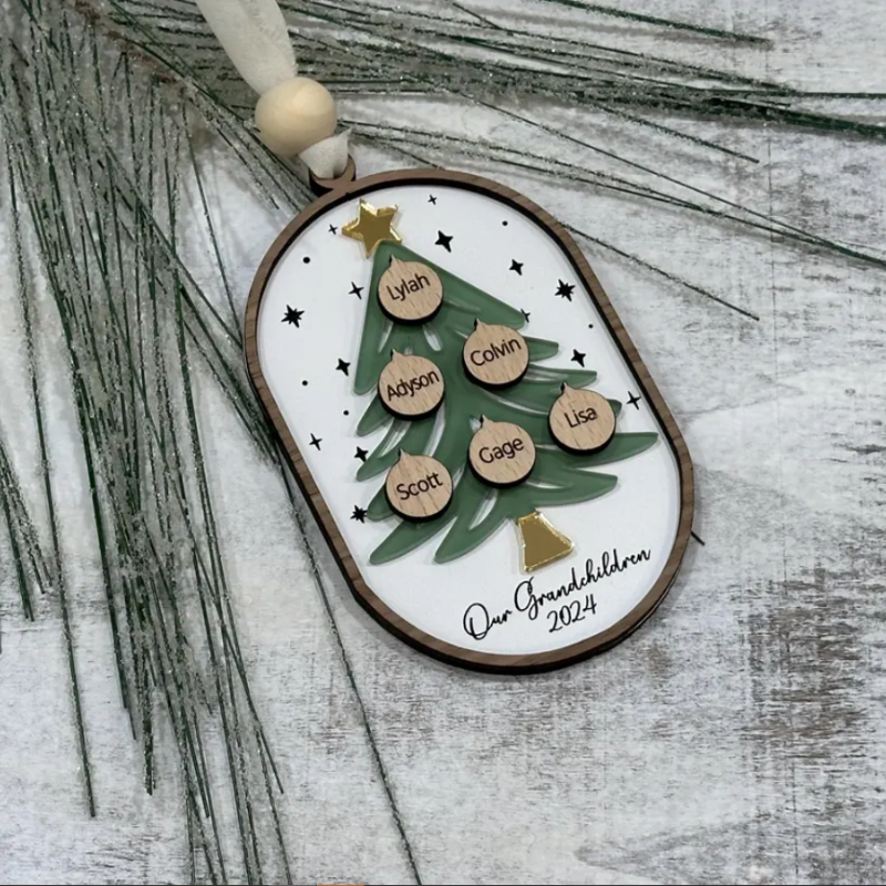 Personalized Family Tree Ornament, Personalized Grandparent Ornament, Custom Family Ornament