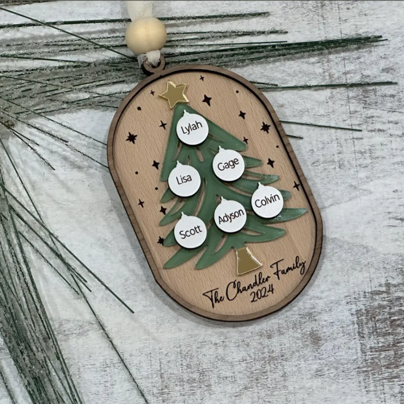 Personalized Family Tree Ornament, Personalized Grandparent Ornament, Custom Family Ornament