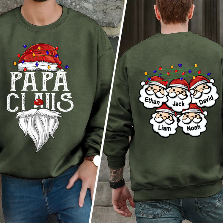 Custom Papa Claus Christmas Sweatshirt, Santa's Favorite Papa Christmas Sweatshirt