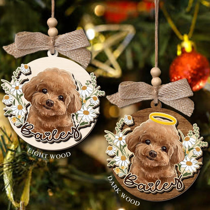 Custom Pet Flower Ornament,  Customized Ornament for Dog & Cat Lovers, Custom Pet Portrait Christmas Ornament