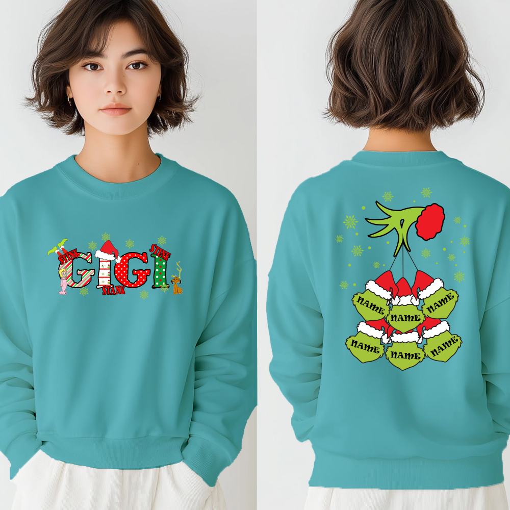 Personalized Family Christmas Sweatshirt, Customized Family Name Christmas Sweatshirt, Personalized Gift for Mom & Grandma