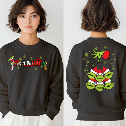 Personalized Family Christmas Sweatshirt, Customized Family Name Christmas Sweatshirt, Personalized Gift for Mom & Grandma