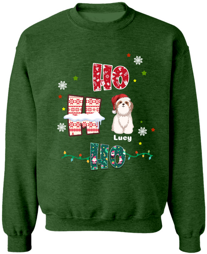 Ho Ho Ho! Festive Dog Christmas Sweatshirt, Customized Dogs Christmas Sweatshirt, Custom Xmas Dogs, Funny Dogs Christmas Gift