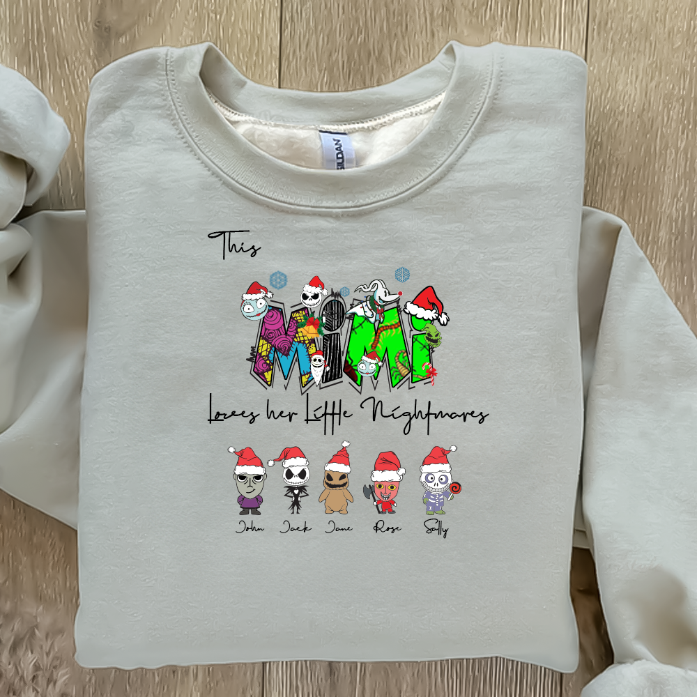 Personalized This Mama Loves Her Little Nightmares Sweatshirt, Christmas with Mama’s Little Mischief Makers