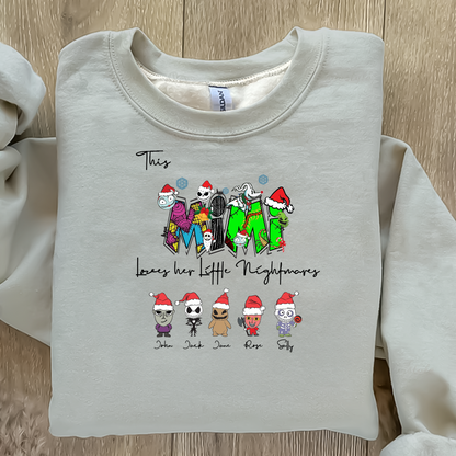 Personalized This Mama Loves Her Little Nightmares Sweatshirt, Christmas with Mama’s Little Mischief Makers