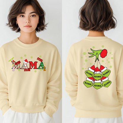 Personalized Family Christmas Sweatshirt, Customized Family Name Christmas Sweatshirt, Personalized Gift for Mom & Grandma