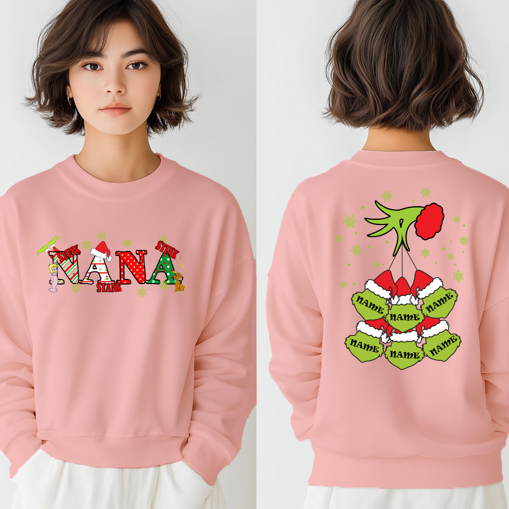 Personalized Family Christmas Sweatshirt, Customized Family Name Christmas Sweatshirt, Personalized Gift for Mom & Grandma