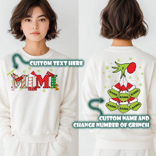 Personalized Family Christmas Sweatshirt, Customized Family Name Christmas Sweatshirt, Personalized Gift for Mom & Grandma