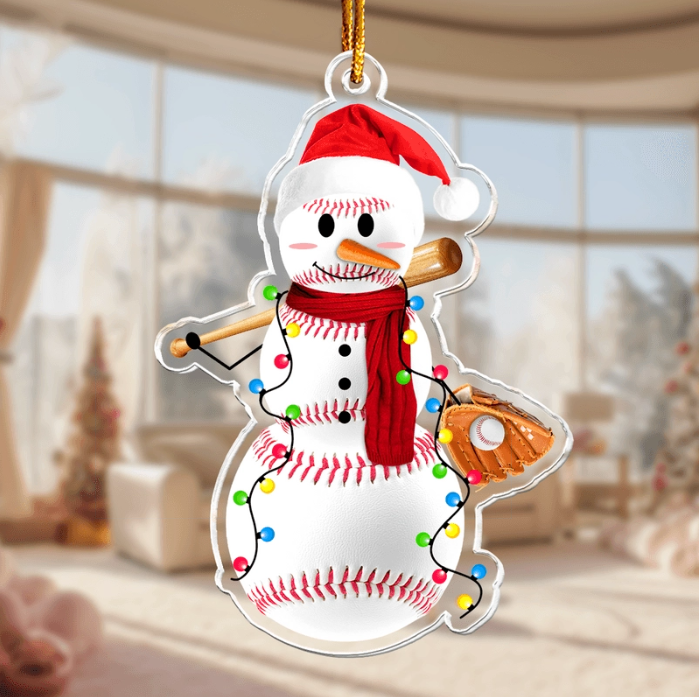 Sport Snowman Acrylic Ornament, Personalized Gift for Players, Teams and Boys