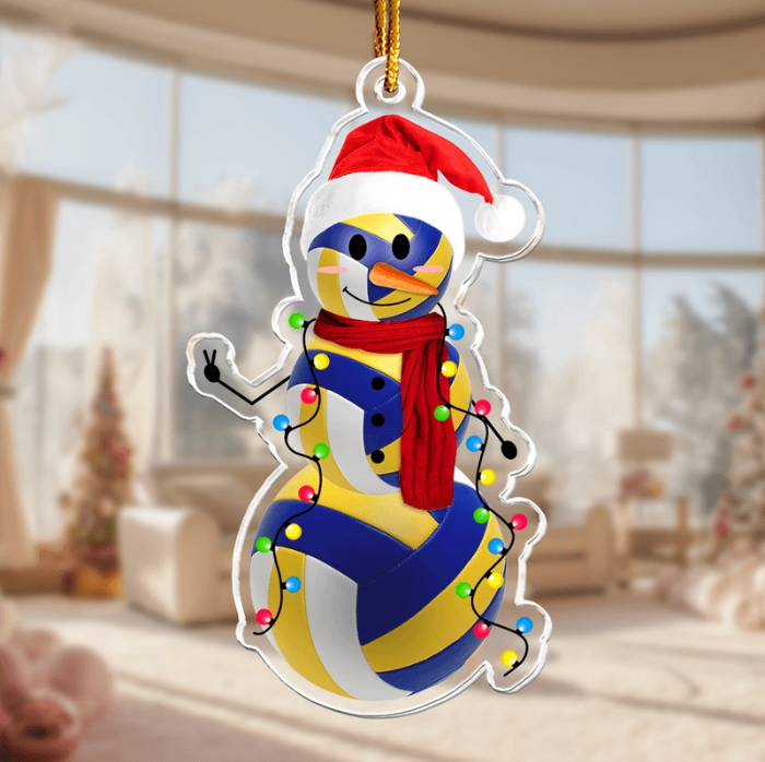 Sport Snowman Acrylic Ornament, Personalized Gift for Players, Teams and Boys