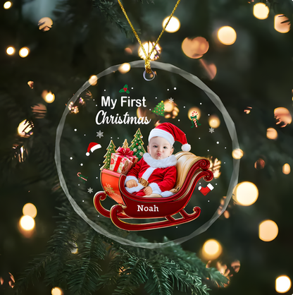 Personalized Baby First Christmas Glass Ornament, First Noel for Baby – Personalized Glass Ornament with Baby's Picture