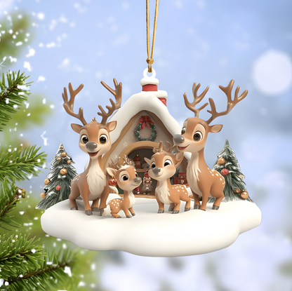 Personalized Reindeer Family Ornament 2024, Personalized Family Reindeer Ornament for Christmas