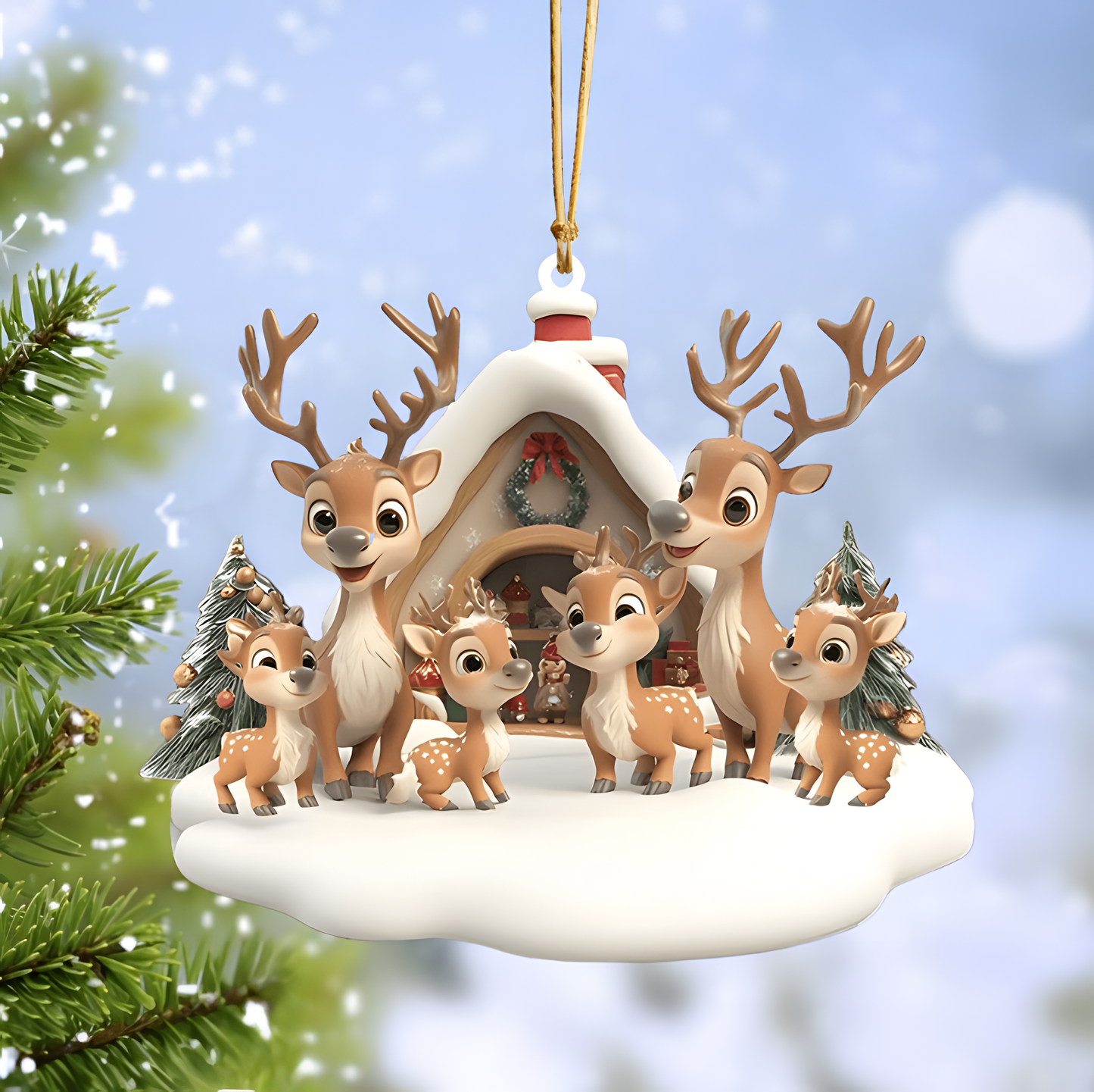 Personalized Reindeer Family Ornament 2024, Personalized Family Reindeer Ornament for Christmas