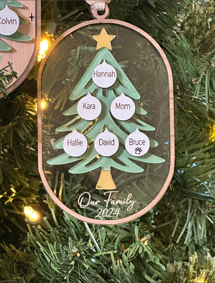 Personalized Family Tree Ornament, Personalized Grandparent Ornament, Custom Family Ornament