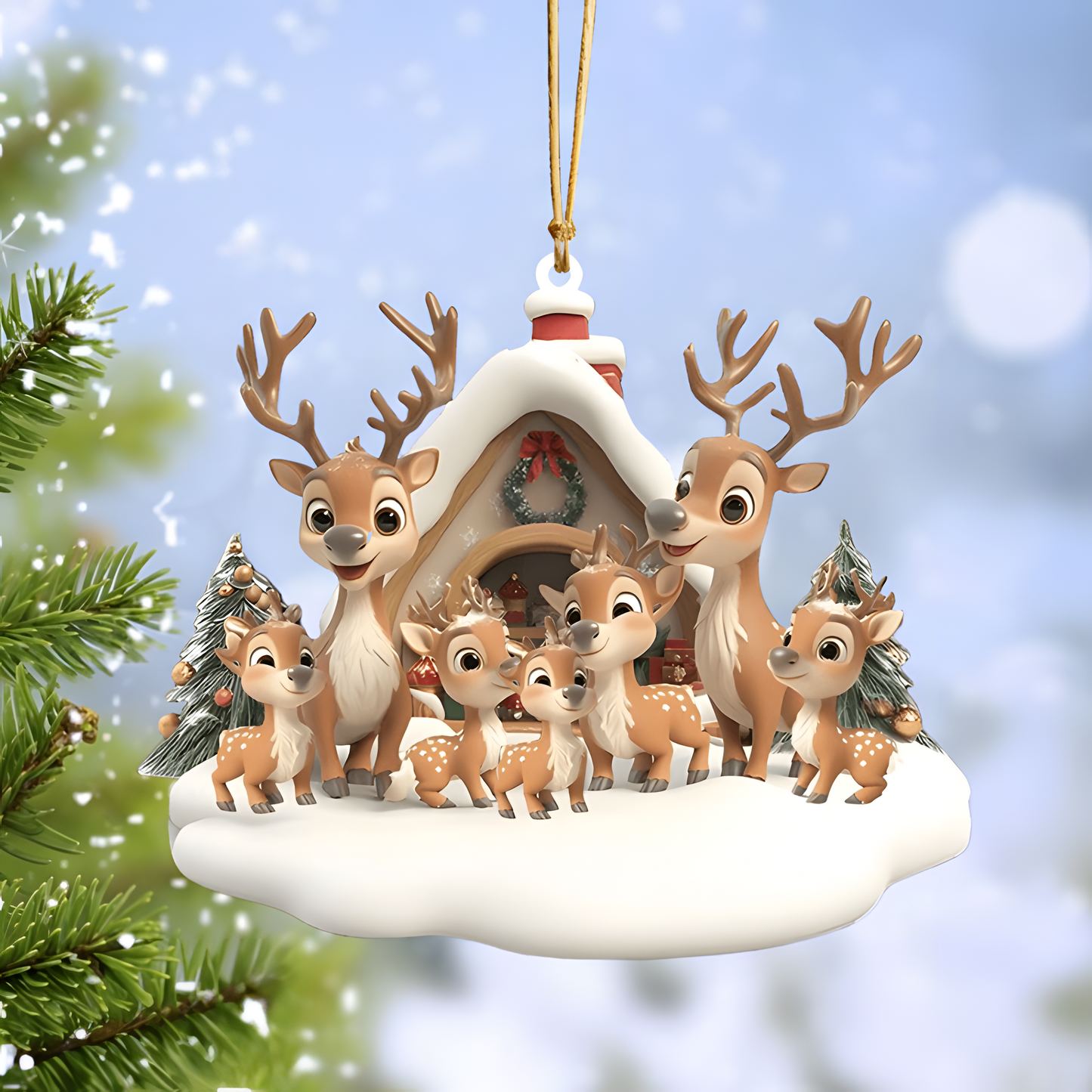 Personalized Reindeer Family Ornament 2024, Personalized Family Reindeer Ornament for Christmas