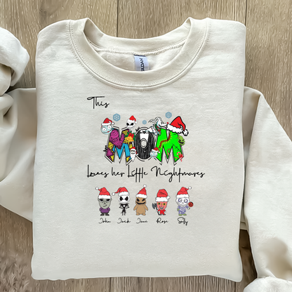 Personalized This Mama Loves Her Little Nightmares Sweatshirt, Christmas with Mama’s Little Mischief Makers