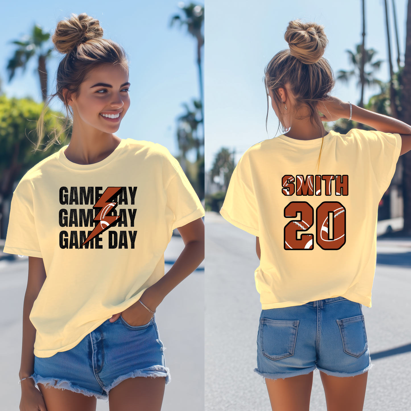 Custom Football Mom T-Shirt,  Personalized Game Day T-Shirt, Personalized Game Day Football Mom Tee