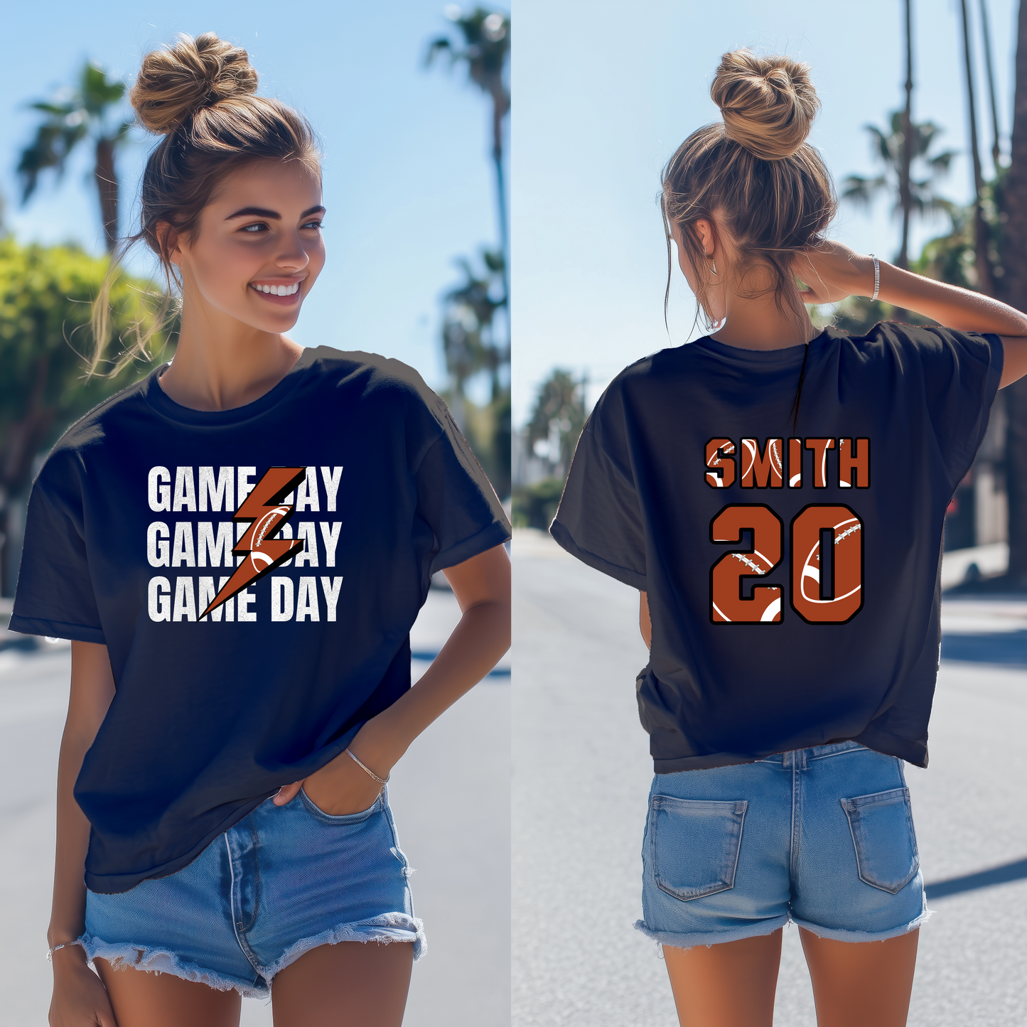 Custom Football Mom T-Shirt,  Personalized Game Day T-Shirt, Personalized Game Day Football Mom Tee