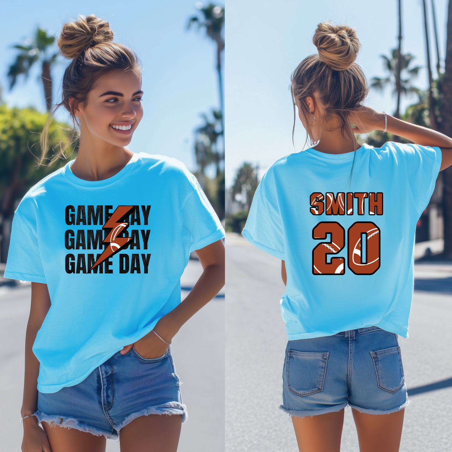 Custom Football Mom T-Shirt,  Personalized Game Day T-Shirt, Personalized Game Day Football Mom Tee