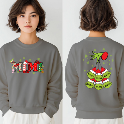 Personalized Family Christmas Sweatshirt, Customized Family Name Christmas Sweatshirt, Personalized Gift for Mom & Grandma