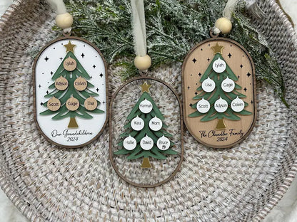 Personalized Family Tree Ornament, Personalized Grandparent Ornament, Custom Family Ornament