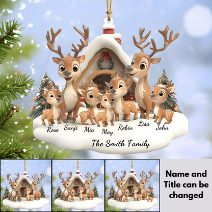 Personalized Reindeer Family Ornament 2024, Personalized Family Reindeer Ornament for Christmas