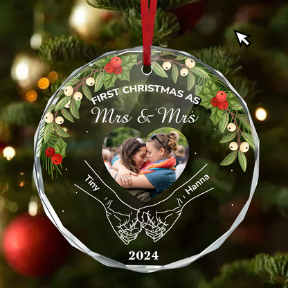 Holding Hands First Christmas Couple Ornament, Personalized First Christmas Couple Arcylic Ornament