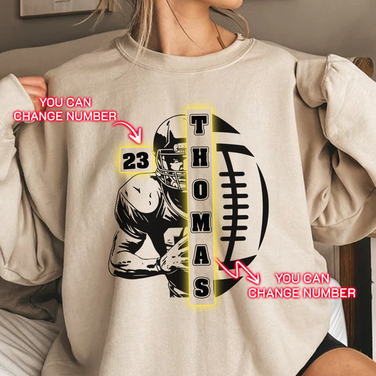 Personalized Football Sweatshirt, Game Day Custom Football Sweatshirt, Customizable Football Sweatshirt – Your Name & Number