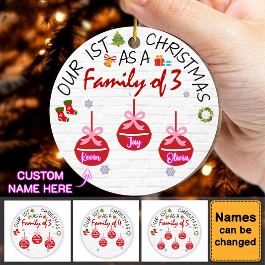 Custom First Christmas Gift Ornament, Customizable First Christmas Ornament for Family