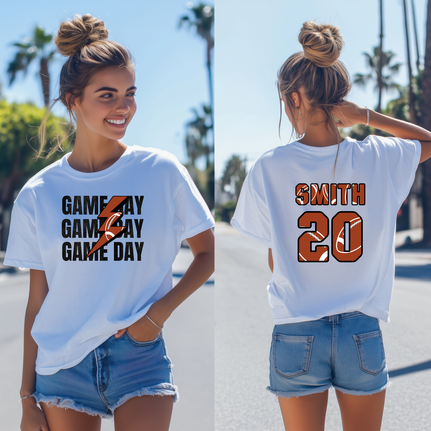 Custom Football Mom T-Shirt,  Personalized Game Day T-Shirt, Personalized Game Day Football Mom Tee